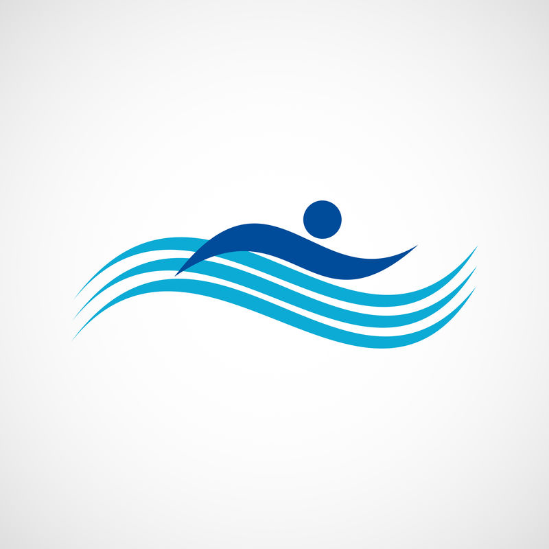 教育游泳蓝色标志设计