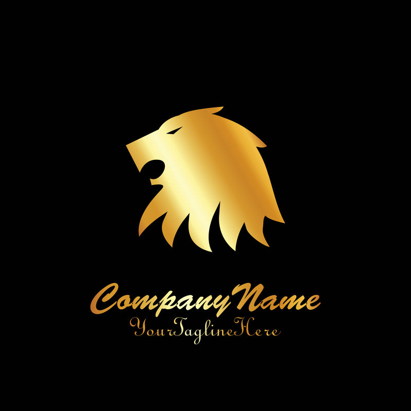 抽象金狮符号/符号-设计元素-可用于企业标识、公司徽章、首饰形状、印刷品、标签、卡片、制造等-动物主题