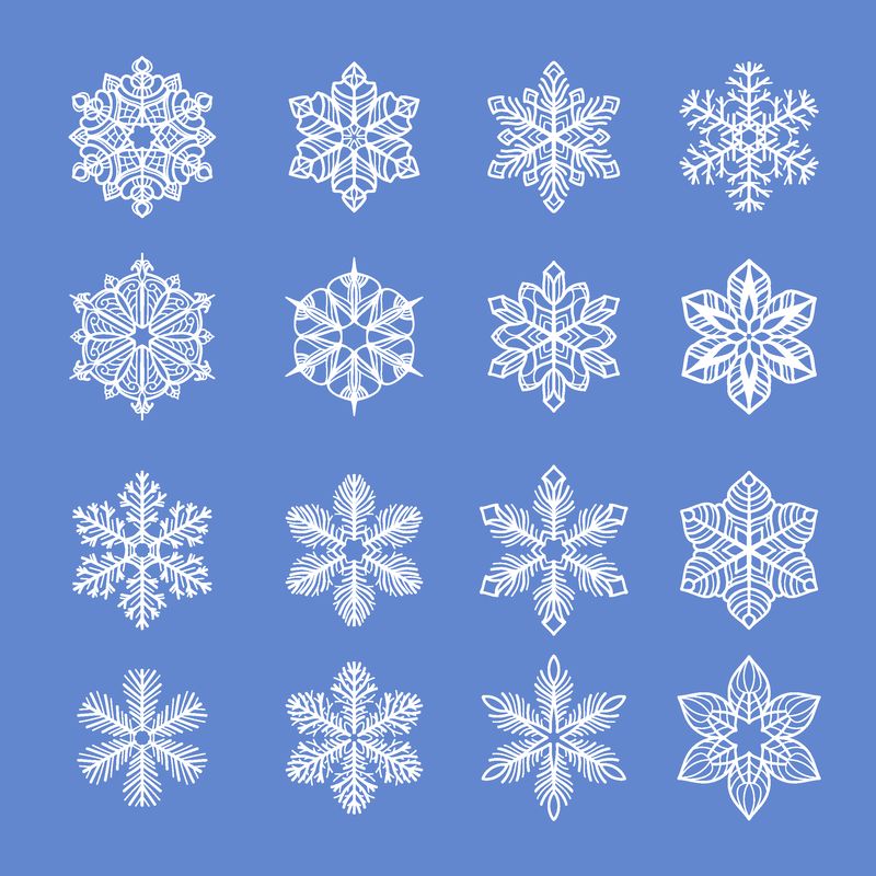 雪花系列-收集各种蓝色背景的蓬松雪花