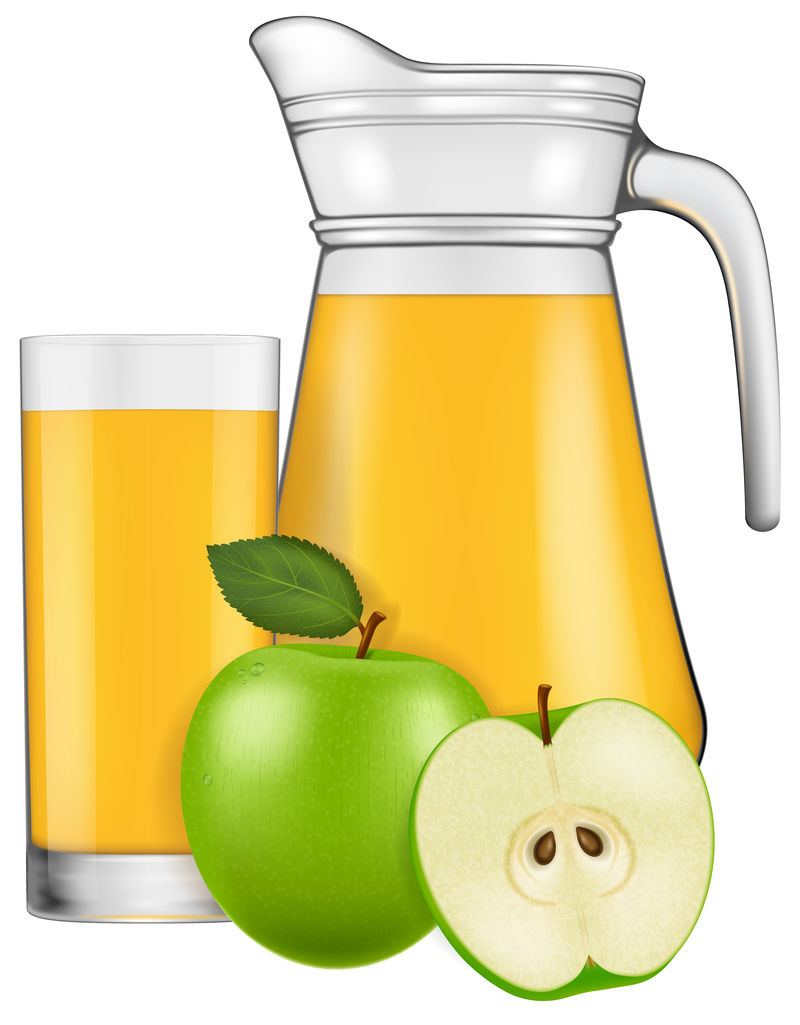 一壶苹果汁-矢量图