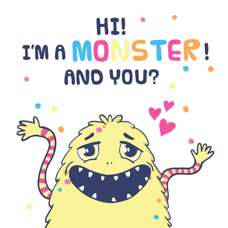 可爱的怪物插图。