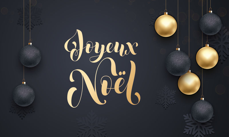 法国圣诞快乐快乐诺埃尔金色装饰书法字体