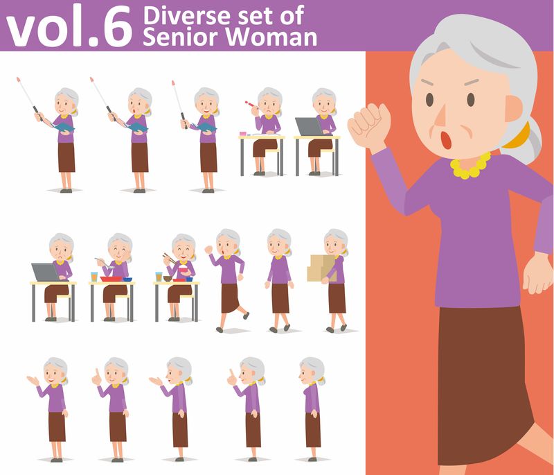 白底不同的老年妇女-EPS10矢量格式第6卷