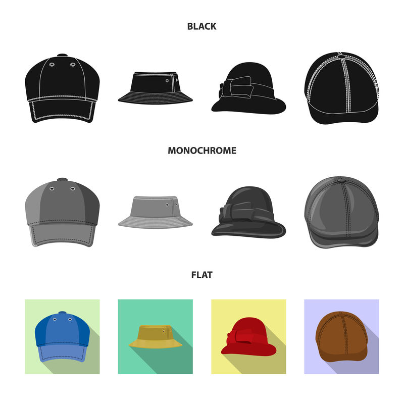 头盔和帽子符号的孤立物体-一套头盔和附件库存矢量图