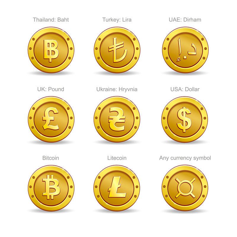 硬币货币符号集