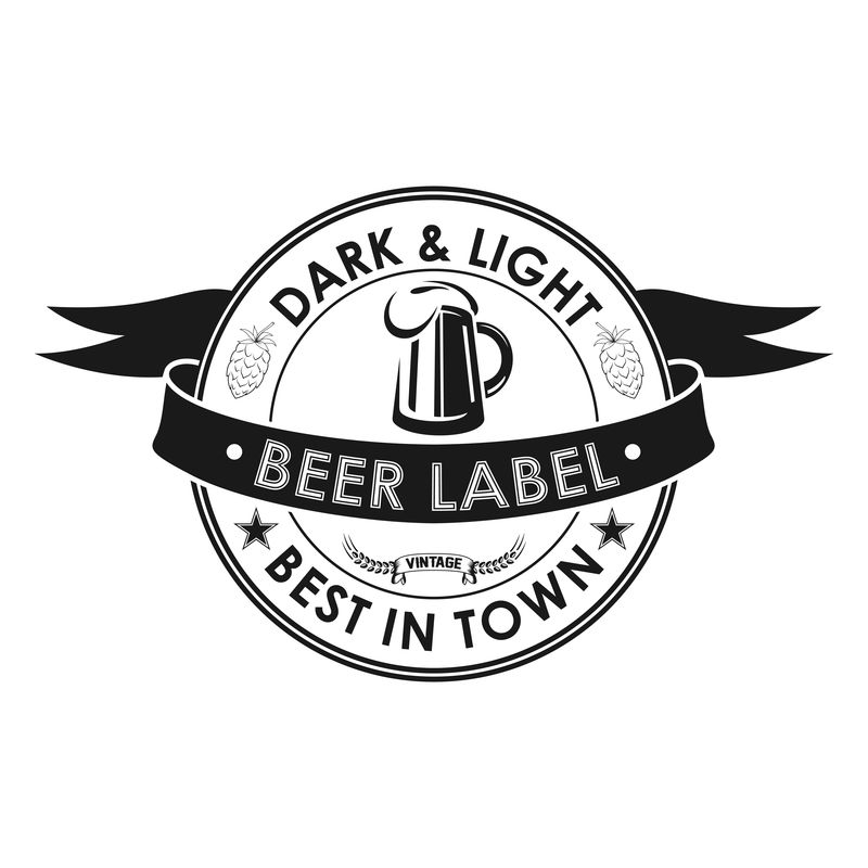 一套老式啤酒标志、标签和徽章-矢量图-白底啤酒厂标志设计元素