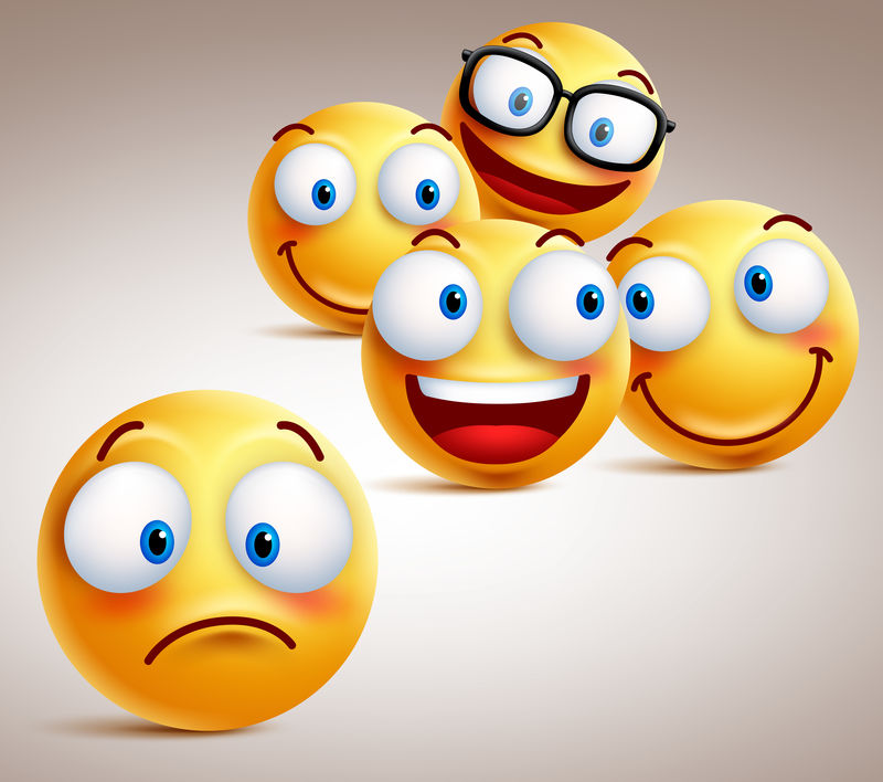 黄色表情符号集-emoji系列-3D表情-白色背景上的笑脸图标-图解