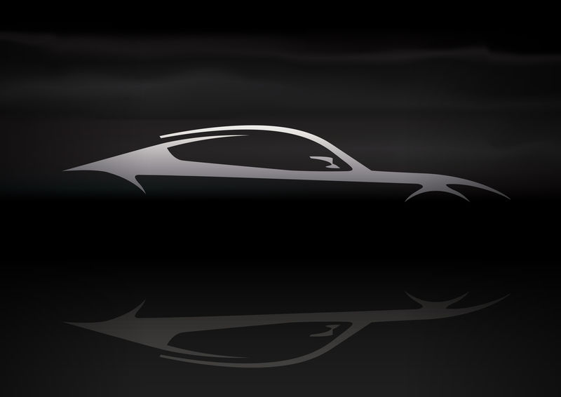 黑色背景下快速概念超级轿车外形的原始汽车矢量图设计