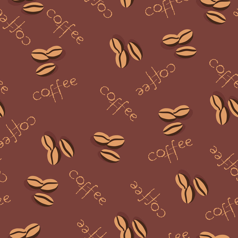 浅米色无缝咖啡图案。