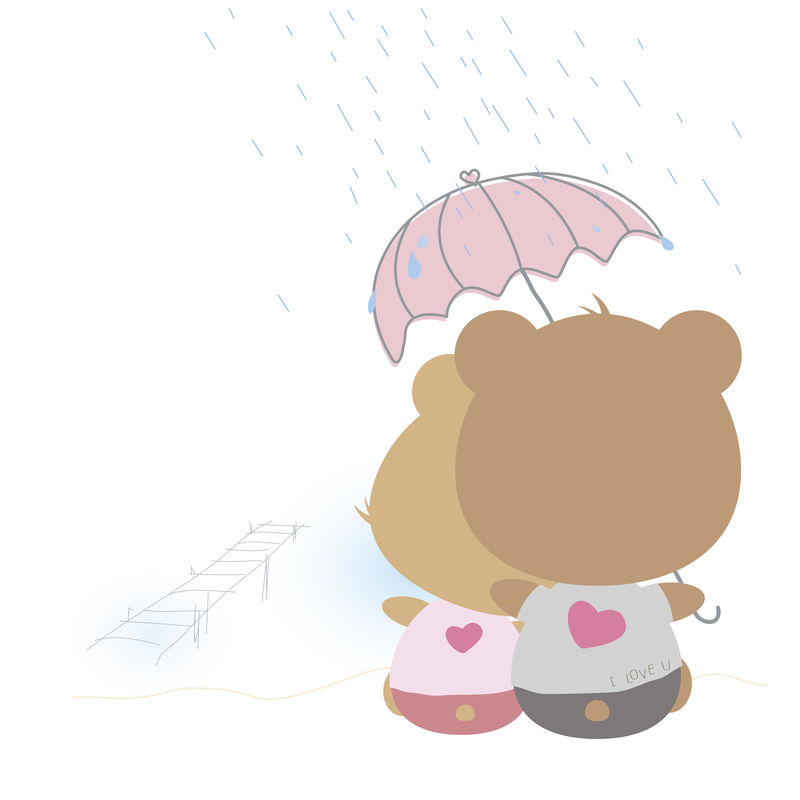 雨天情侣泰迪熊的爱情观