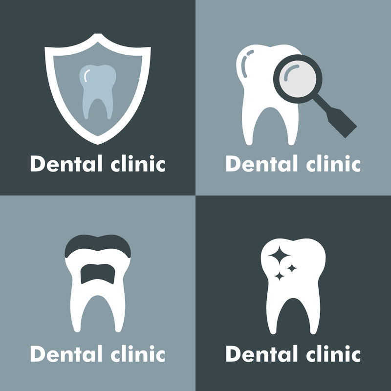 灰色背景上的牙科诊所标志
