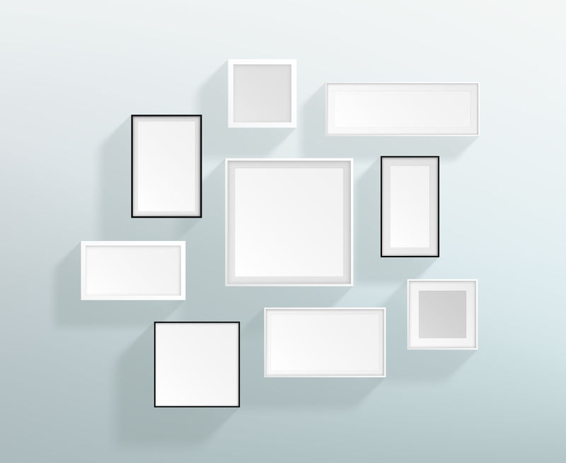 矢量空白白色逼真的墙壁设计框架