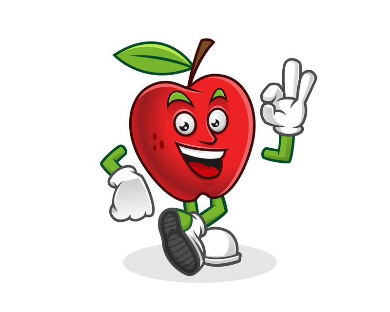 美味的苹果吉祥物-苹果特征向量-苹果商标