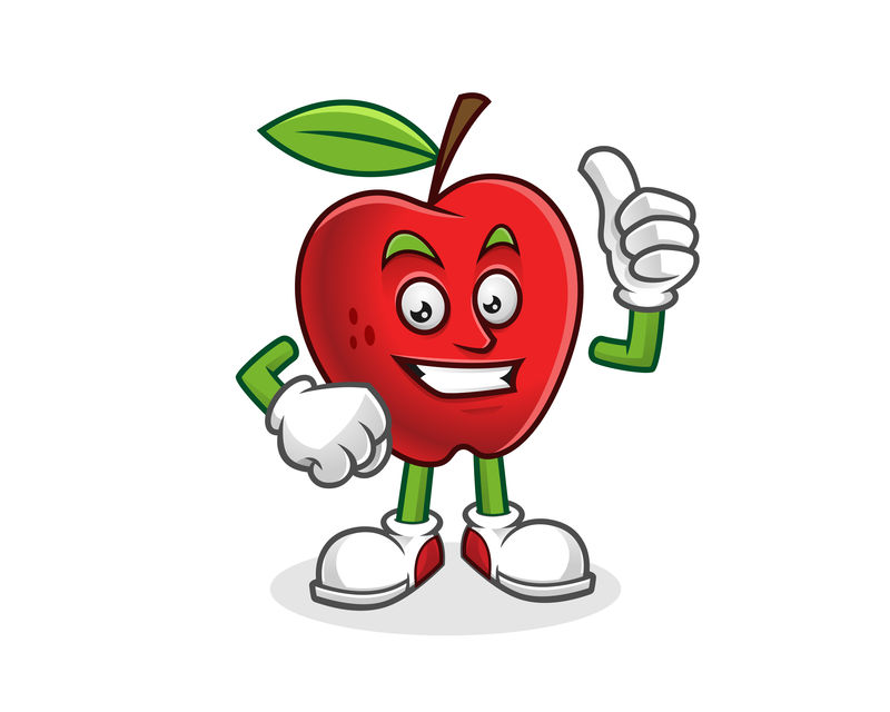 竖起苹果吉祥物-苹果特征向量-苹果商标