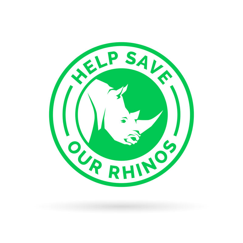 帮助保护我们的犀牛免受非法狩猎图标徽章的伤害