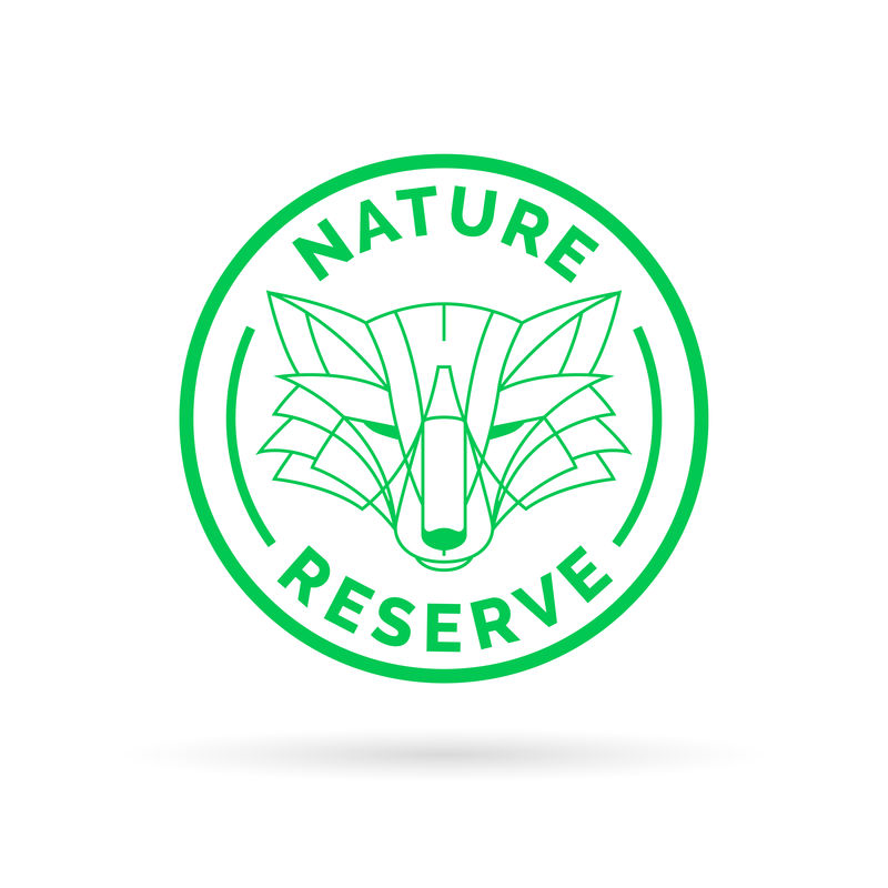 野生动物公园自然保护区图标徽章，带有野生狐狸标志ST