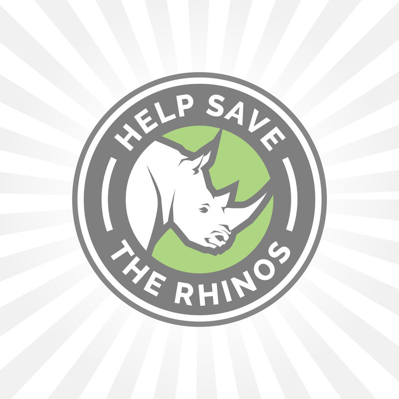 帮助保护犀牛免受非法狩猎图标标志的伤害