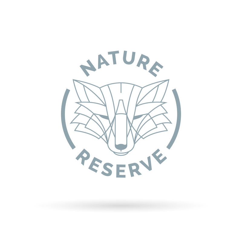 野生动物园自然保护区图标，带有野生狐狸线符号。