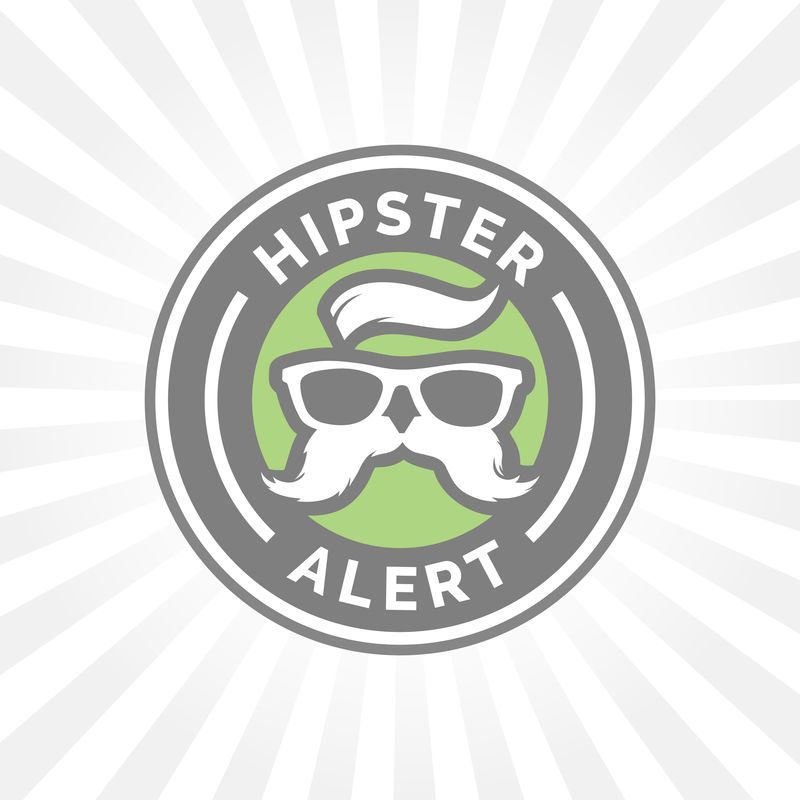 Hipster警报图标，带有嬉皮士眼镜和胡须符号。