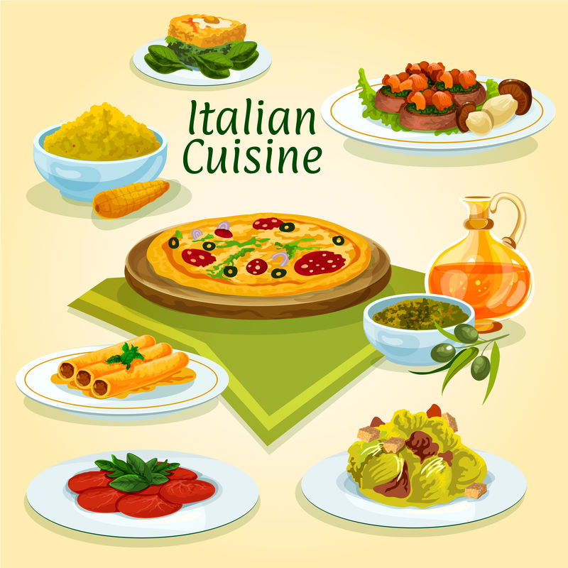 意大利料理菜单设计的菜肴
