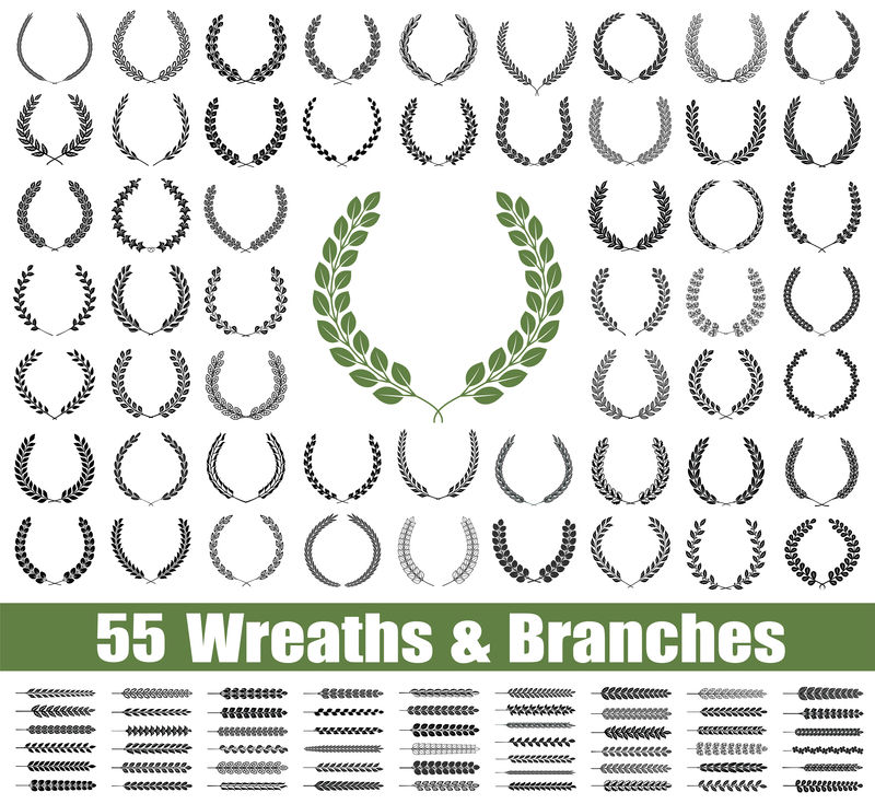 55个花环和树枝-矢量图-花环系列八