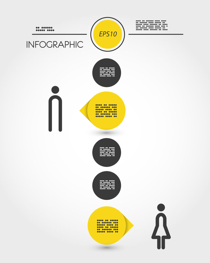 黄色信息图表时间线与人和戒指