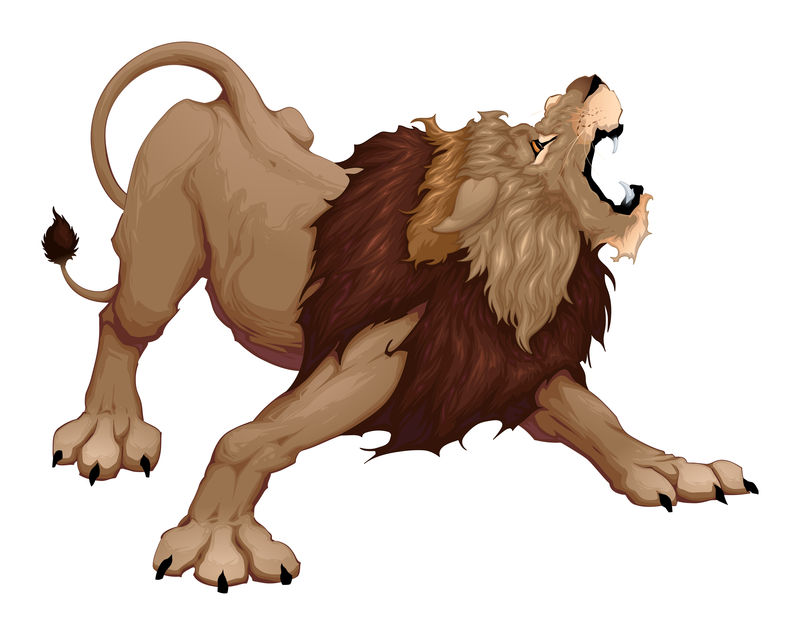 愤怒的狮子在咆哮