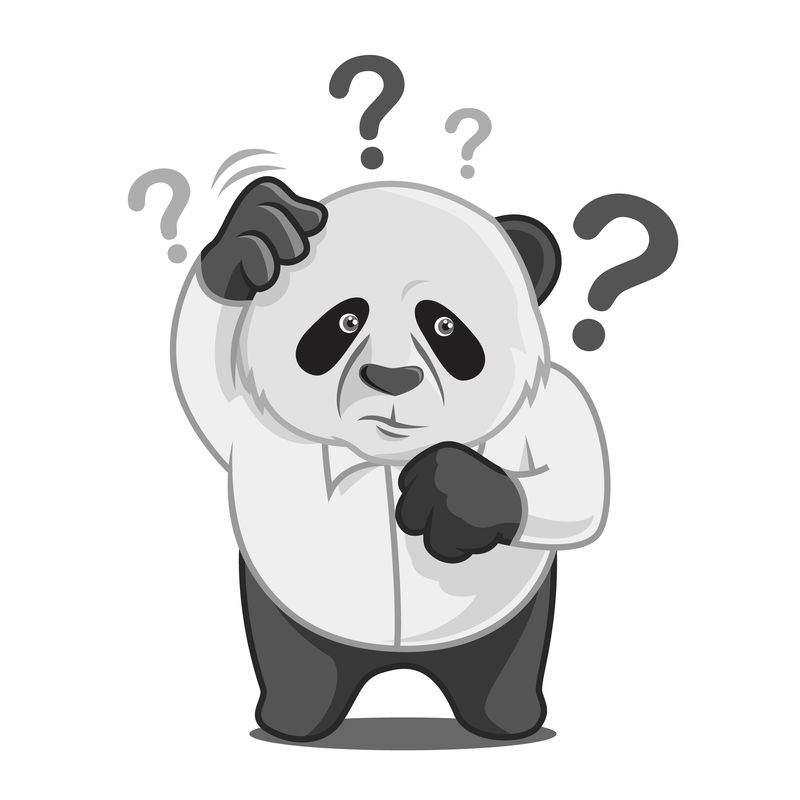 熊猫-笑脸-情绪沉思孤立在白色背景下-卡通风格的矢量插图-通信、打印、互联网、聊天