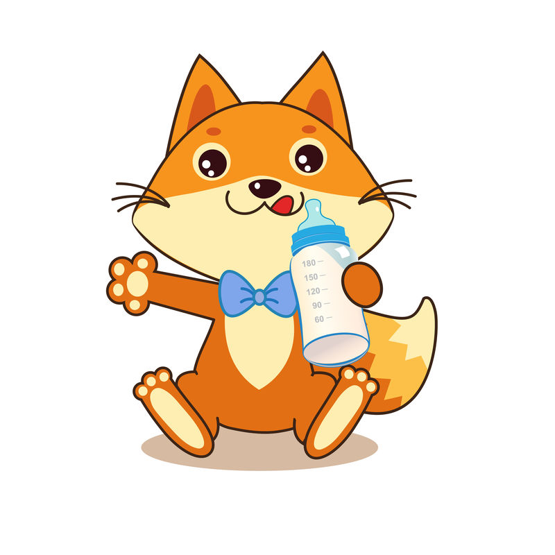 可爱有趣的狐狸拿着一瓶牛奶-性格开朗-卡通矢量-卡通载体搞笑狐狸迷因-有趣的狡猾的照片-小动物-有趣的狐狸衬衫-甜食
