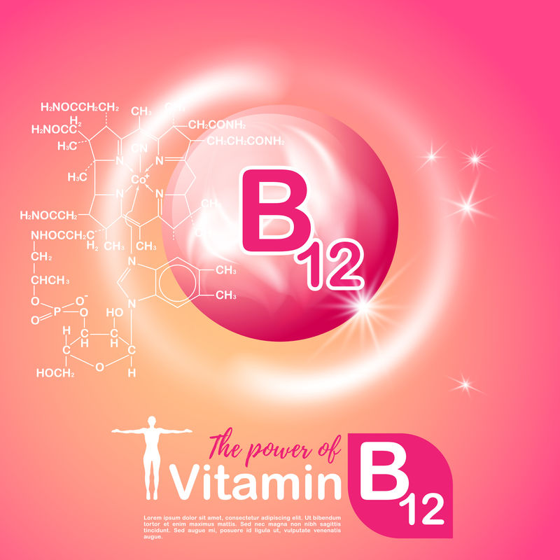 营养符号载体概念。维生素B12的功效。C半焦