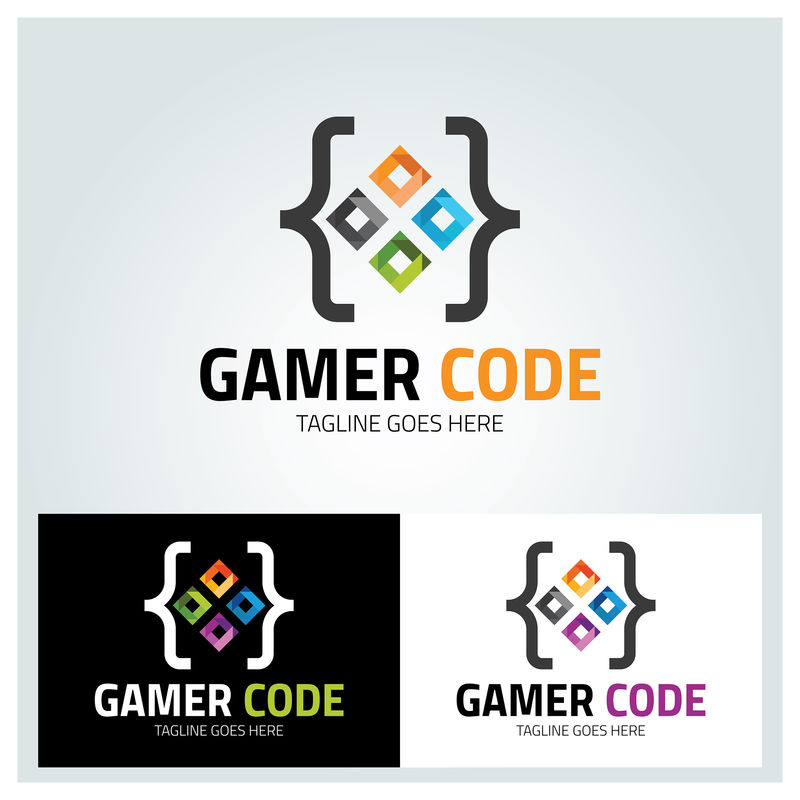 玩家代码标志设计元素-彩色代码标志设计理念-矢量图解