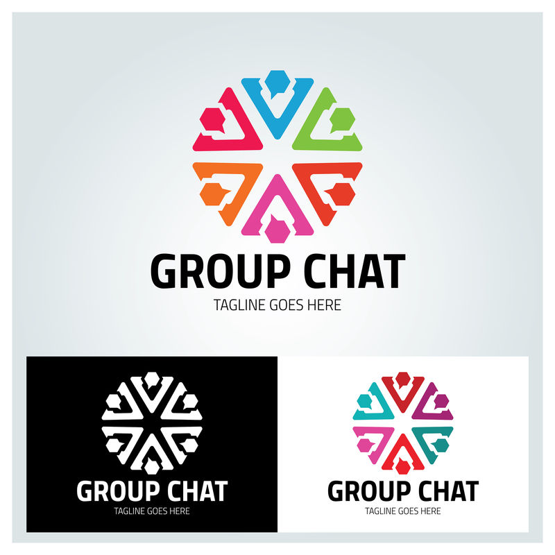群聊logo设计模板、通信logo设计理念、矢量图