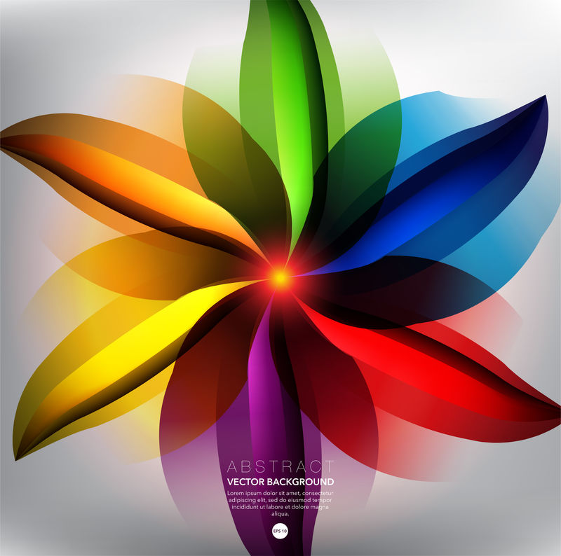 抽象向量背景-抽象的花-在明亮的彩虹里-斑斓的线条-可用于海报、小册子、封面和广告材料-矢量图-EPS10