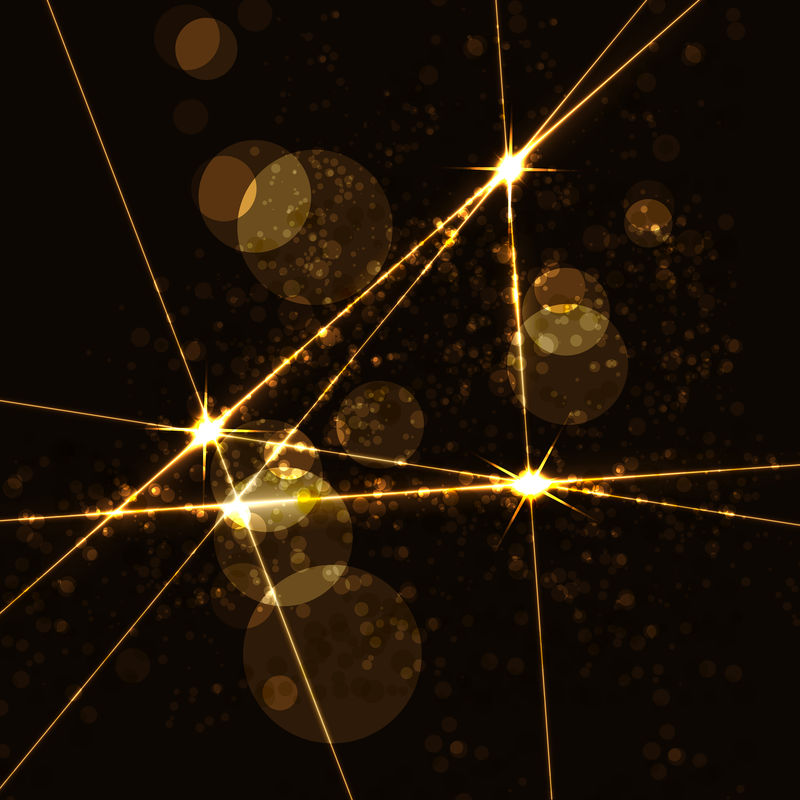抽象的金色背景和闪烁的星星复古-矢量图