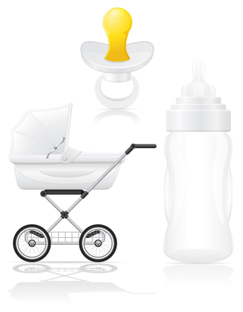 设置图标婴儿奶瓶和奶嘴矢量图
