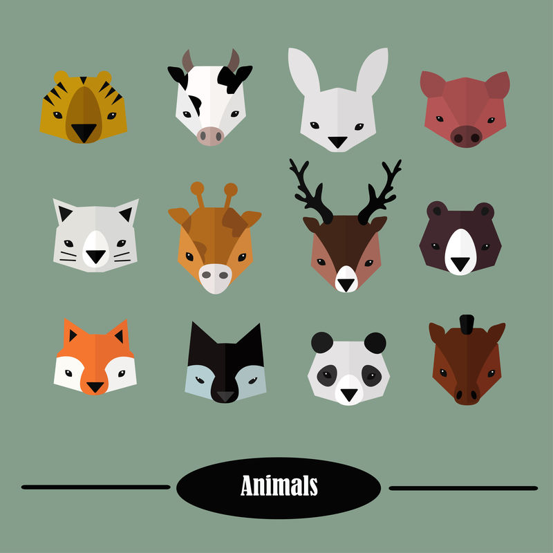 动物头矢量集（平面设计）