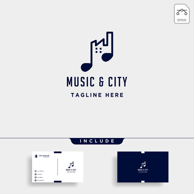 音乐城市标志设计矢量线简单图标