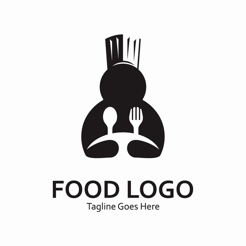 餐厅标识设计理念、厨师和餐具矢量标识