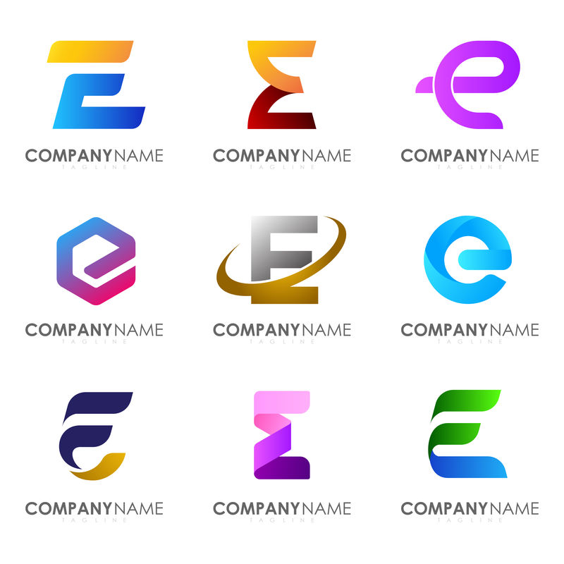 一套现代字母标志设计字母E。