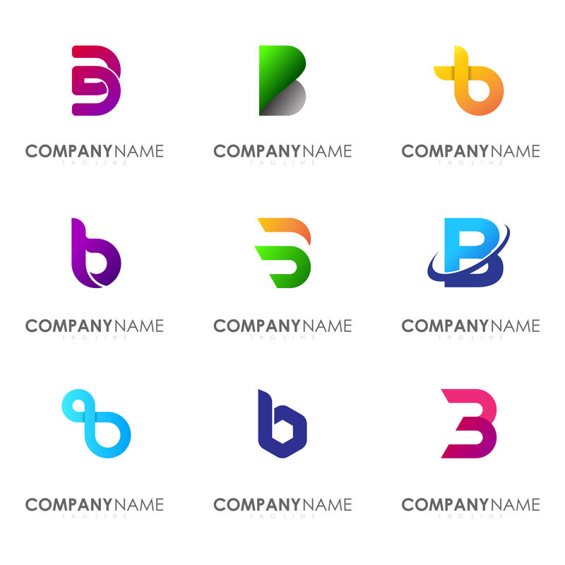一套现代字母标志设计字母B。