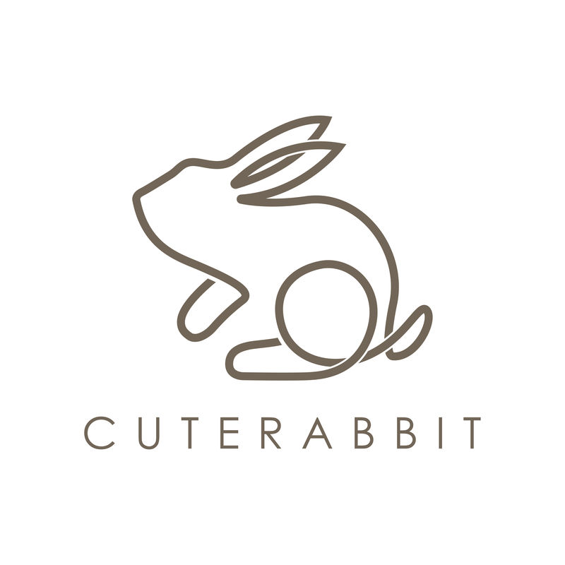 简单优雅的单线兔标志设计。