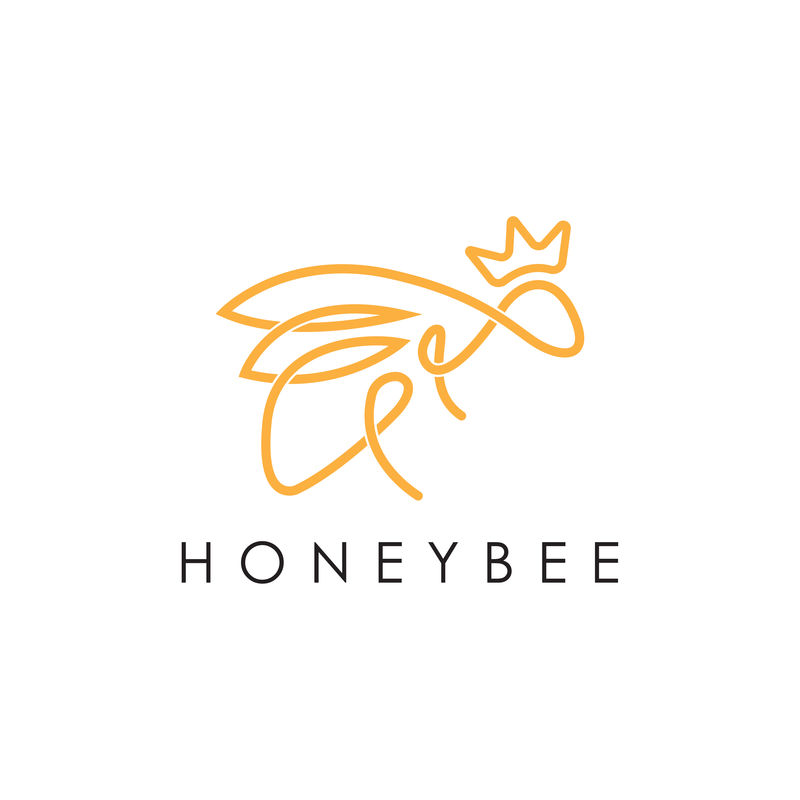 简单优雅的单线蜜蜂标志设计。