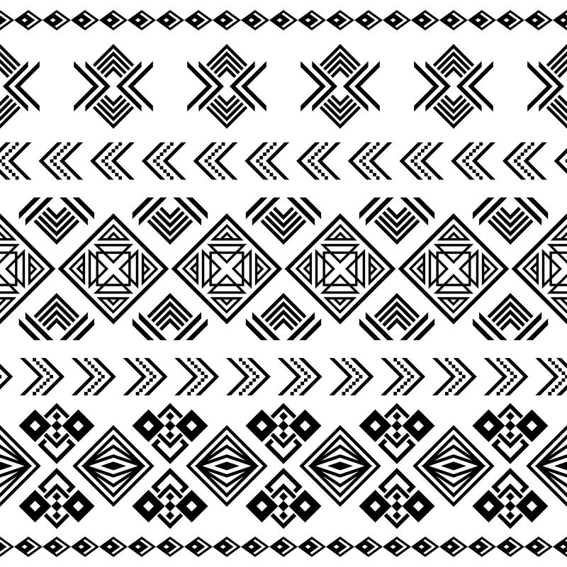 伊卡特族部落模式-部落插图设计矢量