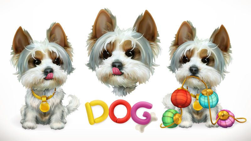狗，中国黄道十二宫动物，中国日历3D矢量图标