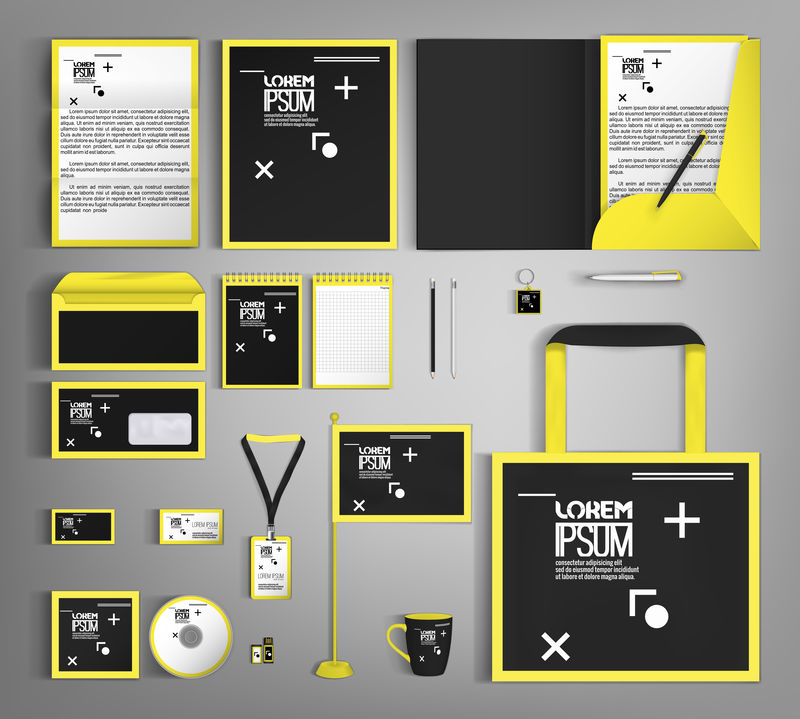 公司标识模板设计采用黑色和黄色。