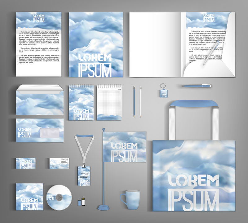 云端时尚的企业形象。可编辑的设计模板。