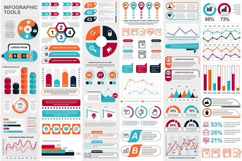 信息图元素数据可视化矢量设计模板-可用于步骤、选项、业务流程、工作流、图表、流程图概念、时间线、营销图标、信息图形