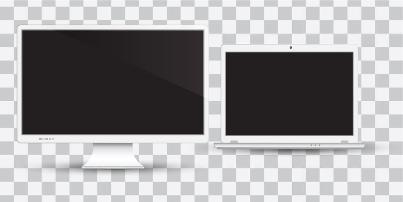 各种现代电子设备，独立背景。矢量图EPS10。电脑显示器，笔记本电脑