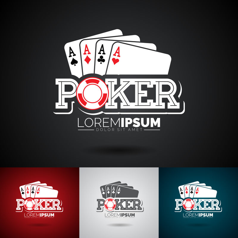 矢量扑克标志设计模板与赌博元素。