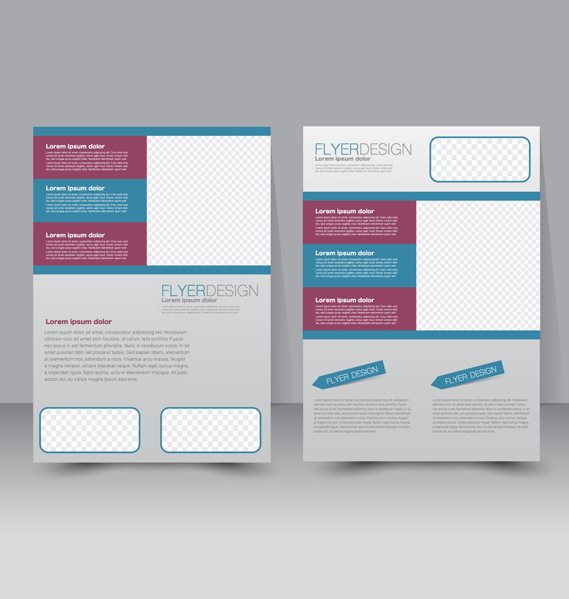 传单模板。商业手册。可编辑的A4海报设计，教育，演示，网站，杂志封面。红色和蓝色。